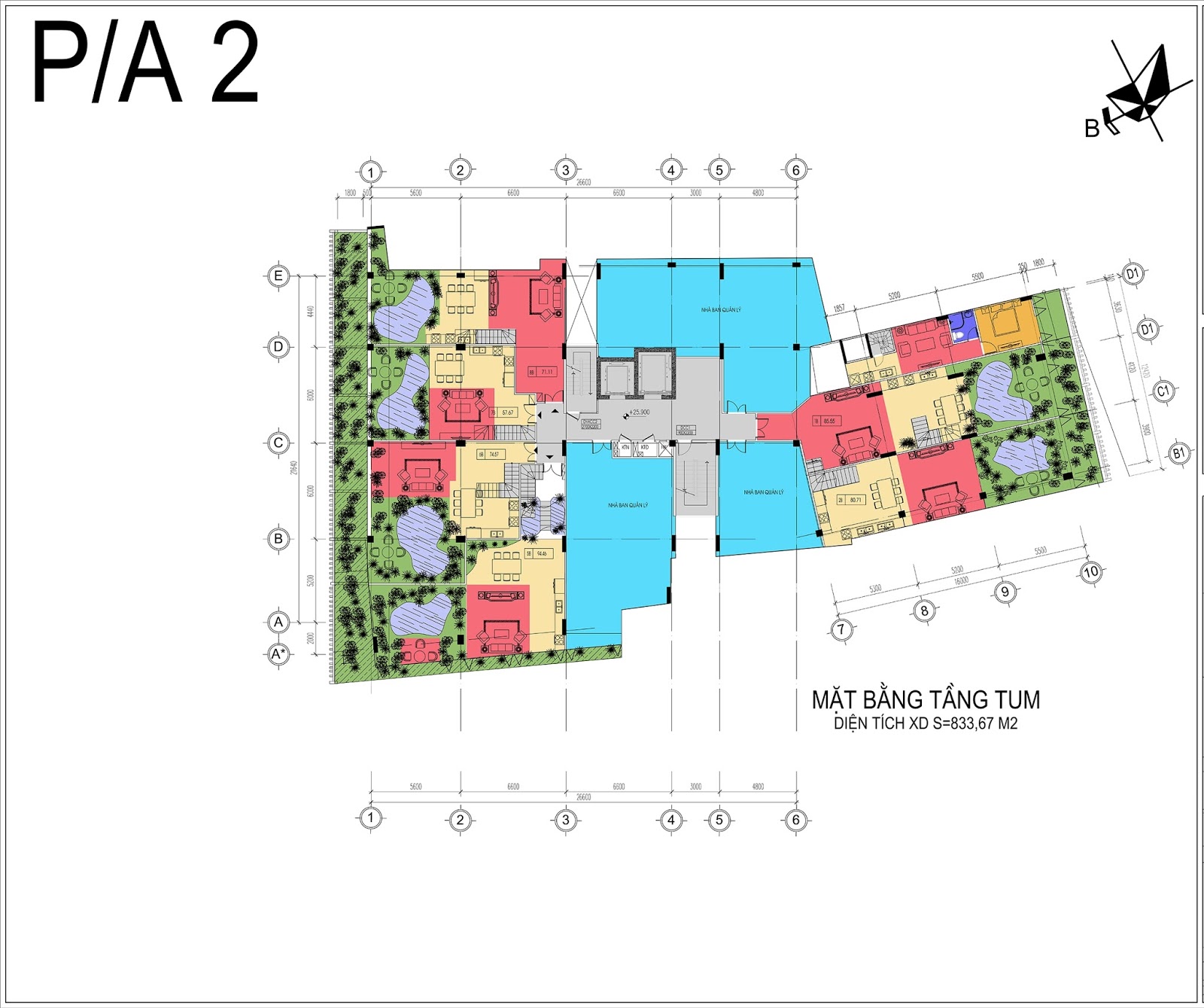 Mặt bằng tầng tum dự án Núi Trúc Square